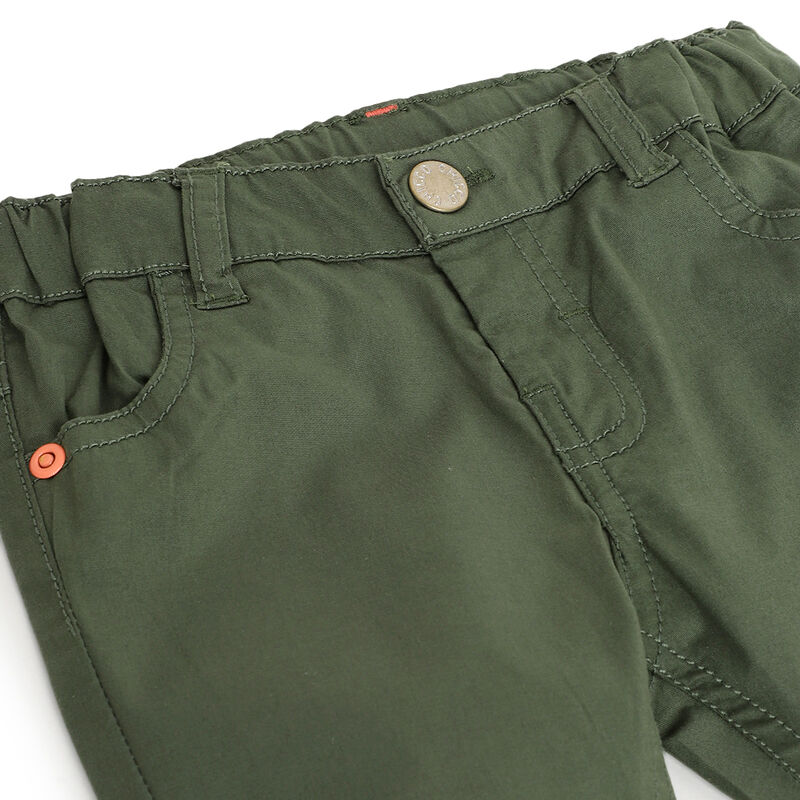 Boys Medium Green Solid Long Trousers image number 2